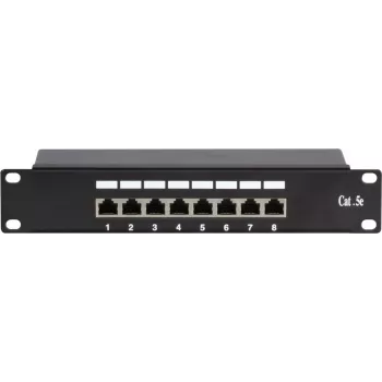DSIT DS-10Patch5-8FTP 10-calowy 8-portowy panel krosowy FTP CAT 5e, 1U do montażu w szafie, ekranowany RJ45, LSA+ IDC, czarny