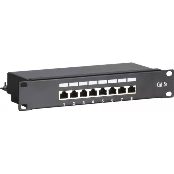 DSIT DS-10Patch5-8FTP 10-calowy 8-portowy panel krosowy FTP CAT 5e, 1U do montażu w szafie, ekranowany RJ45, LSA+ IDC, czarny