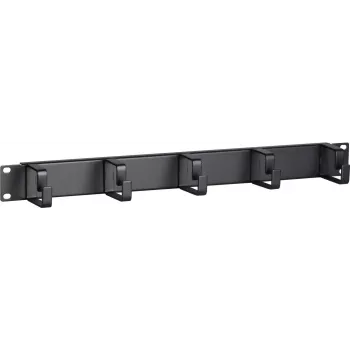 DSIT DS-1904 19 inch 1U panel do zarządzania kablami do szafy rack z 5 metalowymi hakami, czarny