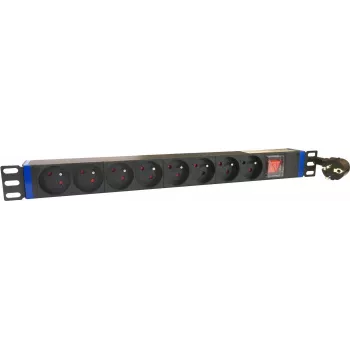 DSIT DS-8PDU-PE 19-calowy PDU montowany w szafie, 8 gniazd Schuko, 16A, kabel 2m, czarny