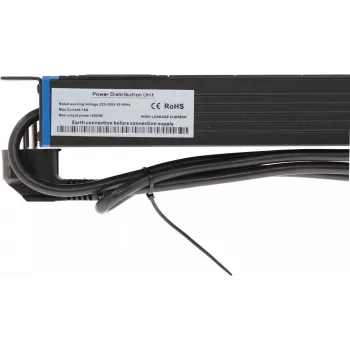 DSIT DS-8PDU-PE 19-calowy PDU montowany w szafie, 8 gniazd Schuko, 16A, kabel 2m, czarny