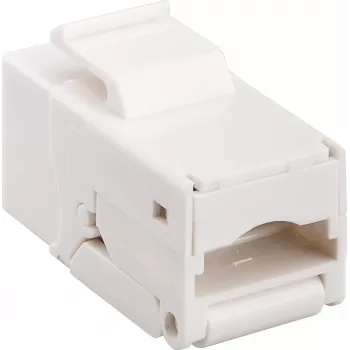 DS-IT CAT6 UTP Keystone Jack Beznarzędziowy - Moduł Gigabit Ethernet RJ45, Biały