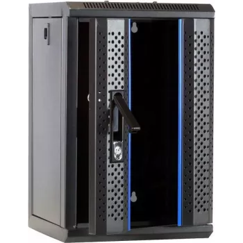 DSIT 9U 10-calowy rack ścienny na serwer z drzwiami szklanymi, 312x310x486 mm, czarny
