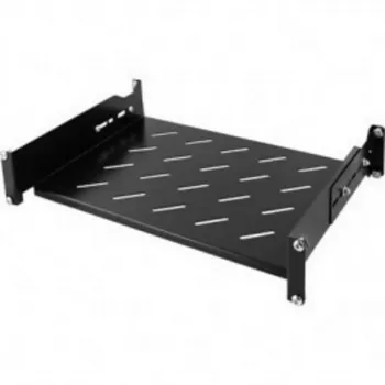 DSIT 19 inch Uniwersalna regulowana półka rackowa 350-590 mm głębokości, 30 kg obciążenia, wentylowana, czarna
