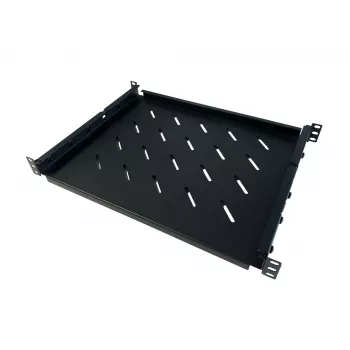 DSIT 19 inch Uniwersalna regulowana półka rackowa 350-590 mm głębokości, 30 kg obciążenia, wentylowana, czarna
