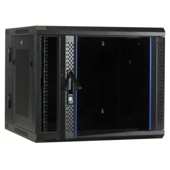DSIT 6U szafa ścienna Rack z hartowanym szklanymi drzwiami, odwracalna, 600x450 mm, czarna