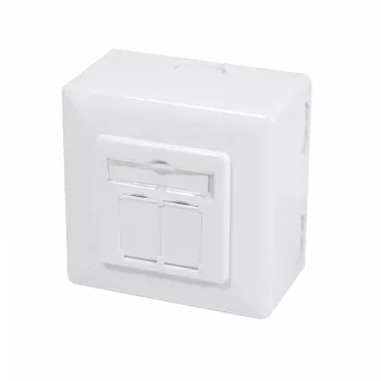 DSIT DC-Wall-Out-STP6A-W Gniazdo danych Cat. 6a ekranowane podwójne RJ45 do montażu natynkowego, biały