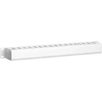 DSIT 19 inch 1U poziomy panel do zarządzania kablami z pokrywą, biały (DS-1902-W)