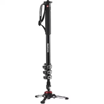 Manfrotto MVMXPROA4 XPRO Monopod+ Aluminiowy 4-sekcyjny monopod wideo z podstawą FluidTech, czarny
