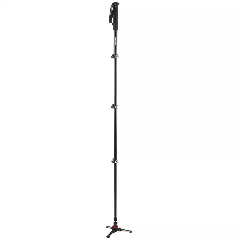 Manfrotto MVMXPROA4 XPRO Monopod+ Aluminiowy 4-sekcyjny monopod wideo z podstawą FluidTech, czarny