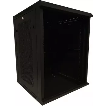 DSIT 15U 19 inch szafa rack ścienna z drzwiami szklanymi i perforowanymi bokami 600x600x770 mm