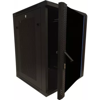 DSIT 15U 19 inch szafa rack ścienna z drzwiami szklanymi i perforowanymi bokami 600x600x770 mm