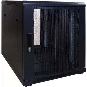 DSIT 12U wolnostojąca szafa rack, 600x600x720 mm, perforowane drzwi przednie z zamkiem, czarna