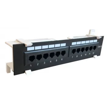 DS-IT CAT 6 Ścienny Panel Krosowy, 12-Portowy UTP (DS-Patch6-12UTP-WM)