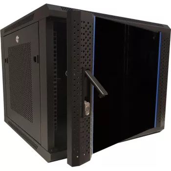 DSIT DS6609ZP 9U 19 inch Szafa serwerowa ścienna z drzwiami szklanymi i perforowanymi panelami bocznymi, 600x600x501 mm, czarna
