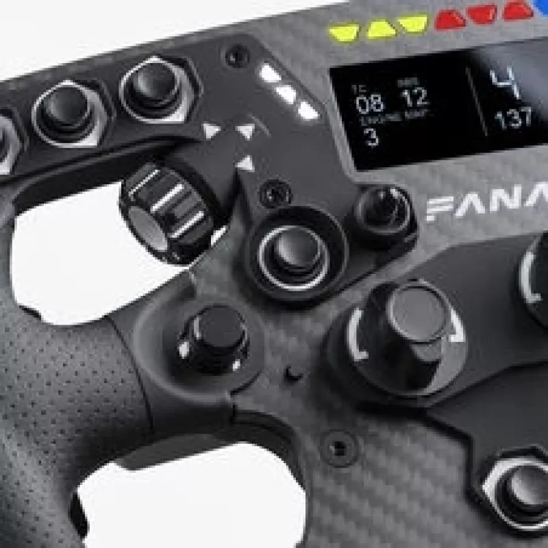 Kierownica Fanatec ClubSport Formula V3, 290 mm, wyświetlacz OLED 2,7 inch, RGB RevLEDs, magnetyczne łopatki zmiany biegów, włókno węglowe, Alcantara, czarna