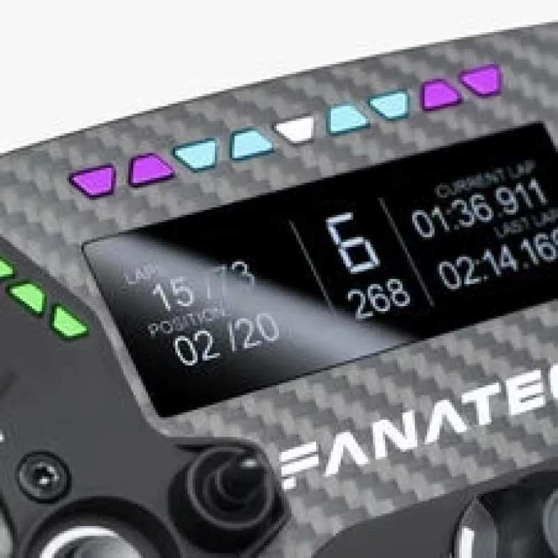 Kierownica Fanatec ClubSport Formula V3, 290 mm, wyświetlacz OLED 2,7 inch, RGB RevLEDs, magnetyczne łopatki zmiany biegów, włókno węglowe, Alcantara, czarna