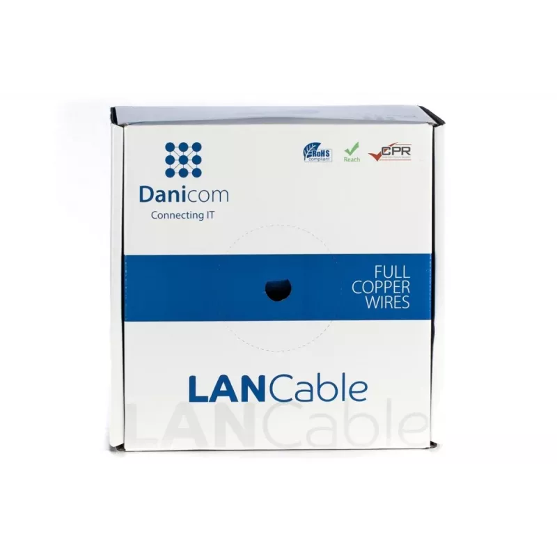 DSIT DANICOM DC-UTP6A-100S-DCA kabel CAT6A U/UTP z żyłą jednodrutową, 100 m, LSZH (Dca)