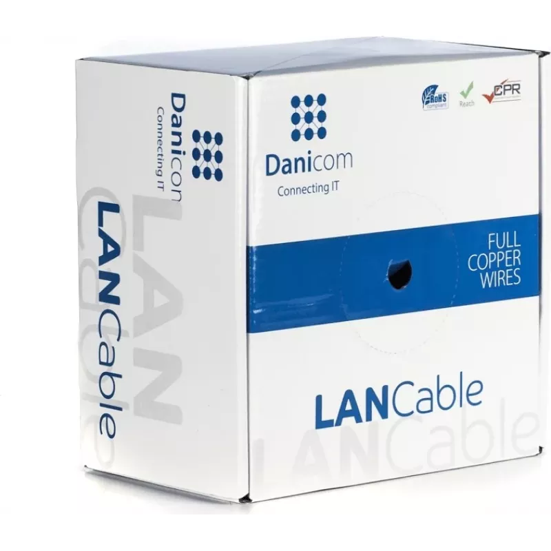DSIT DANICOM DC-UTP6A-100S-DCA kabel CAT6A U/UTP z żyłą jednodrutową, 100 m, LSZH (Dca)