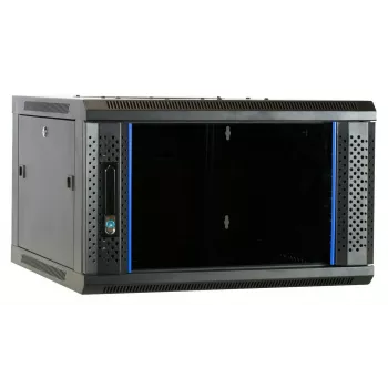 DSIT 6U ścienny serwerowy cabinet z drzwiami szklanymi, 600 x 600 x 368 mm, czarny