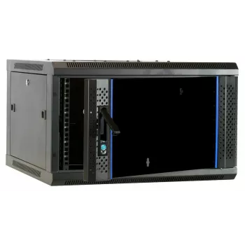 DSIT 6U ścienny serwerowy cabinet z drzwiami szklanymi, 600 x 600 x 368 mm, czarny