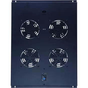 DSIT DS-FT80 4-wentylatorowy moduł chłodzący do szafy serwerowej z termostatem do szaf o głębokości 800 mm, 1U, 230V, czarny