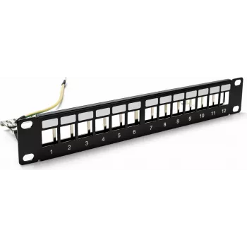 DSIT DS10-Patch-12STP 10-calowy ekranowany panel krosowy Keystone, 12 portów, 1U, czarny