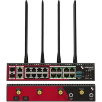 Opengear OM1304-4E 4-portowy moduł szeregowy RS232 z 4-portowym przełącznikiem Gigabit Ethernet, programowalny pinout X1/X2
