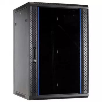 DSIT 27U ścienny serwerowy Rack z drzwiami szklanymi, 600x600x1300 mm, czarny