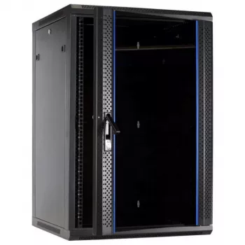 DSIT 27U ścienny serwerowy Rack z drzwiami szklanymi, 600x600x1300 mm, czarny