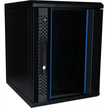 DSIT 9U 10 inch Szafa serwerowa ścienna z drzwiami szklanymi, 370x450x486 mm, czarna