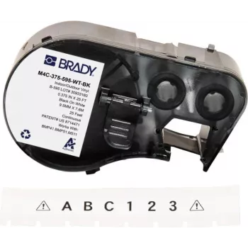 BRADY BMP41/BMP51/BMP53/M511 Etykieta, PermaSleeve Termokurczliwy Poliolefinowy, 38,1 mm x 2,44 m, Biała z Czarnym Nadrukiem, Współczynnik Skurczu 3:1, B-427
