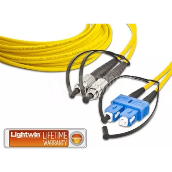 Lightwin wysokiej jakości dupleksowy światłowodowy kabel krosowy jednomodowy, FC do SC, 1m, LSZH, żółty