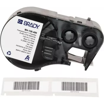 Brady FreezerBondz Etykiety poliestrowe 15,24 x 45,72 mm czarne na białym, trwałe (180 etykiet/rolka)