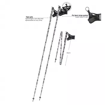 Komperdell Erlkönig FXP składane kije do biegania, 130 cm, 3-częściowy ultralekki karbon 14 mm, samorozkładający się system FXP, rękojeść Trail Pro Tape