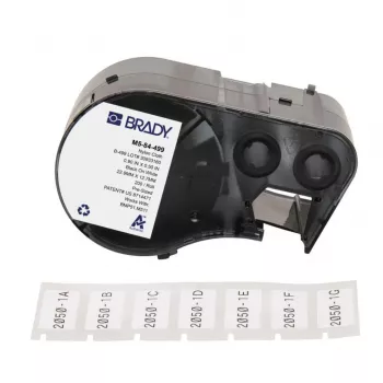 BRADY BMP51/BMP53/M511 Kaseta z etykietami winylowymi samolaminującymi, 25,4 mm x 6,4 m, biała/przezroczysta, B-499