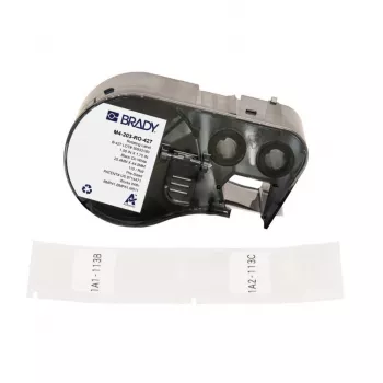 BRADY Obrotowa kaseta z etykietami samolaminującymi do DYMO XTL – 24 mm x 4 m, czarny na białym/przezroczystym, poliester przemysłowy