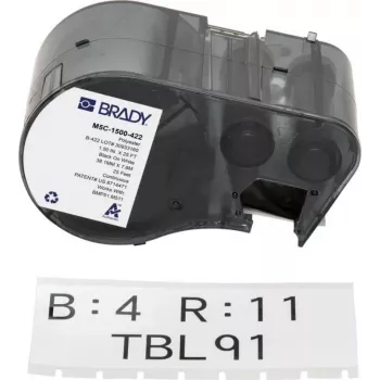 BRADY M5C-1500-422 Kaseta z etykietami ciągłymi do BMP51/BMP53/M511 - winyl samolaminujący, 25,4 mm x 6,4 m, biały/przezroczysty