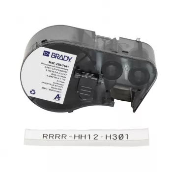 Brady M4C-250-7641 Samolaminujące etykiety winylowe do znakowania przewodów do BMP51/BMP53, 38,1 mm x 19,05 mm, białe/przezroczyste, rolka 6,4 m