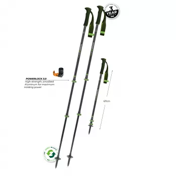 Komperdell Carbon EVO Zero teleskopowe kije trekkingowe, trzon karbonowy z dolną sekcją Titanal, Powerlock 3.0, rękojeść piankowa Trek Foam 150, wymienne talerzyki Vario