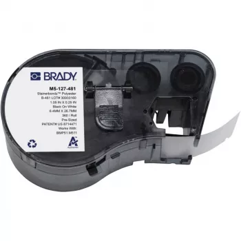 BRADY BMP51/BMP53/M511 Kaseta z etykietami winylowymi samolaminującymi, biała/przezroczysta, 25,4 mm x 25,4 mm, 250 etykiet