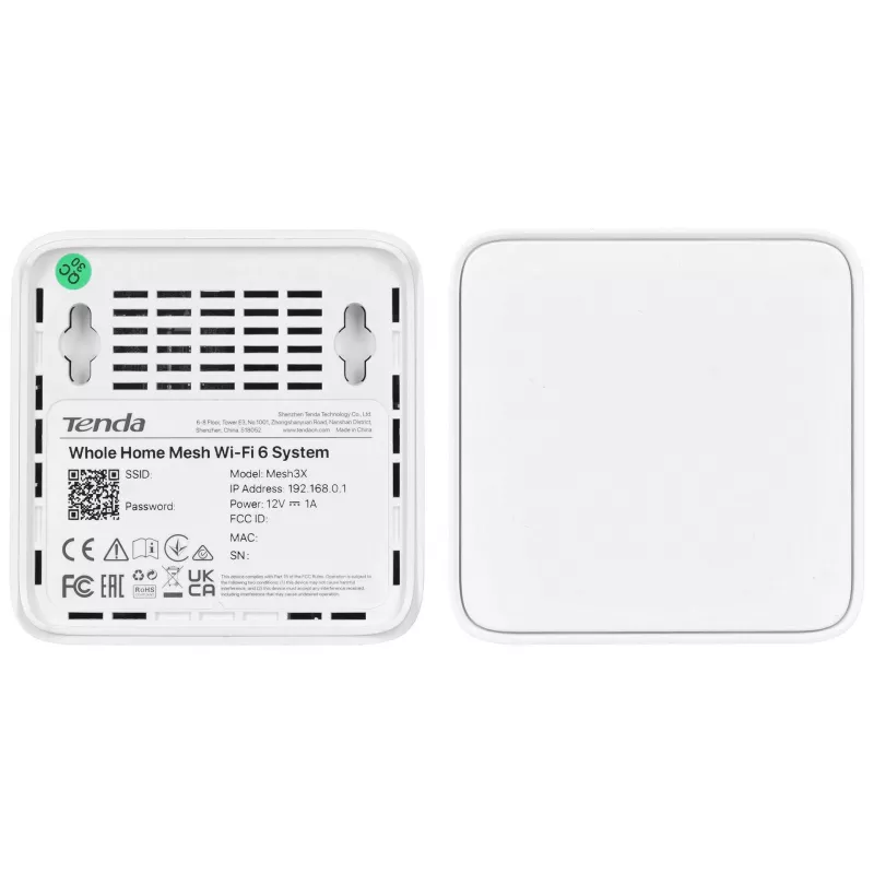 Tenda MX3 (2-Pack) AX1500 Mesh Wi-Fi 6 System, Dual-Band, 2 Gigabit Ports per Unit, Biały