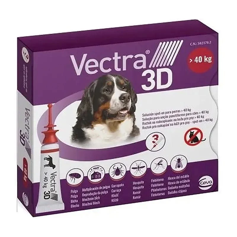 Ceva Vectra 3D Spot-On Solution dla bardzo dużych psów powyżej 40 kg, 3 pipety, 8,0 ml każda