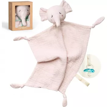 Momcozy Bawełniana Pluszowa Zabawka Słoń dla Niemowląt, Różowa