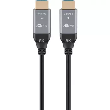 GOOBAY Optyczny hybrydowy kabel HDMI Ultra High Speed (AOC) 8K / 60Hz - 20 m, 48 Gbit/s, czarno-szary