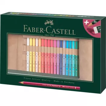 Faber-Castell Polychromos Multicolour 34-częściowy zestaw kredek artystycznych z pisakami PITT Artist Pens i pędzlem