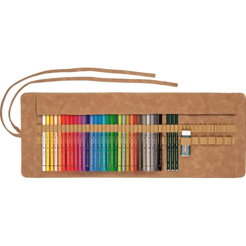 Faber-Castell Polychromos Multicolour 34-częściowy zestaw kredek artystycznych z pisakami PITT Artist Pens i pędzlem