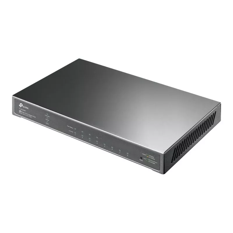 TP-Link Omada SG2008P 10-portowy inteligentny przełącznik Gigabit PoE+, 8× PoE+ 61W, 2× SFP, Cloud SDN, bez wentylatora, V3.3