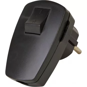 Kopp Plastikowa wtyczka bezpieczeństwa z wyłącznikiem kołyskowym, czarna, 16 A, 250 V, 3 x 1,5 mm²
