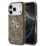 Guess Apple iPhone 17 Pro Max PU Skórzane etui z metalowym logo i złotą ramką, kompatybilne z MagSafe, brązowe